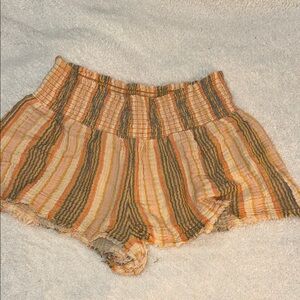 Urban Outfitters High Waist Tan and Orange Shorts